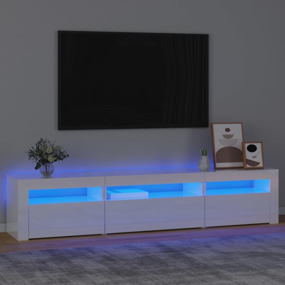 vidaXL TV-Schrank mit LED-Leuchten Hochglanz-Weiß 195x35x40 cm 3152742 Bild 1