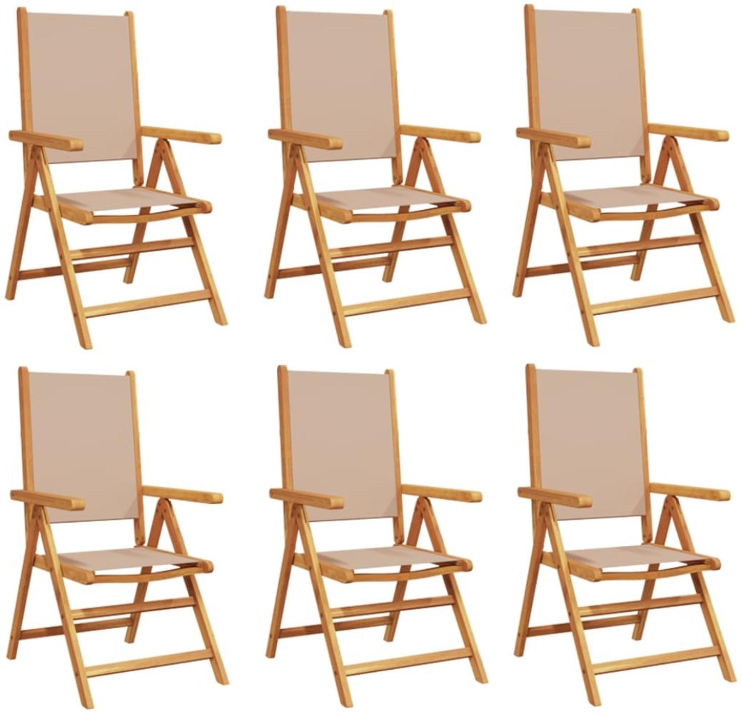 vidaXL Gartenstühle Verstellbar 6 Stk. Taupe Stoff und Massivholz 3214545 Bild 1