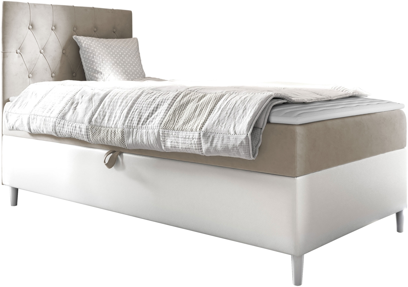 Boxspringbett 'Lenda Junior 1', beige, 100 x 200 cm, Links Bild 1