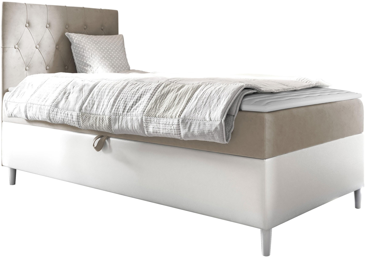 Boxspringbett 'Lenda Junior 1', beige, 100x200 cm, Links Bild 1