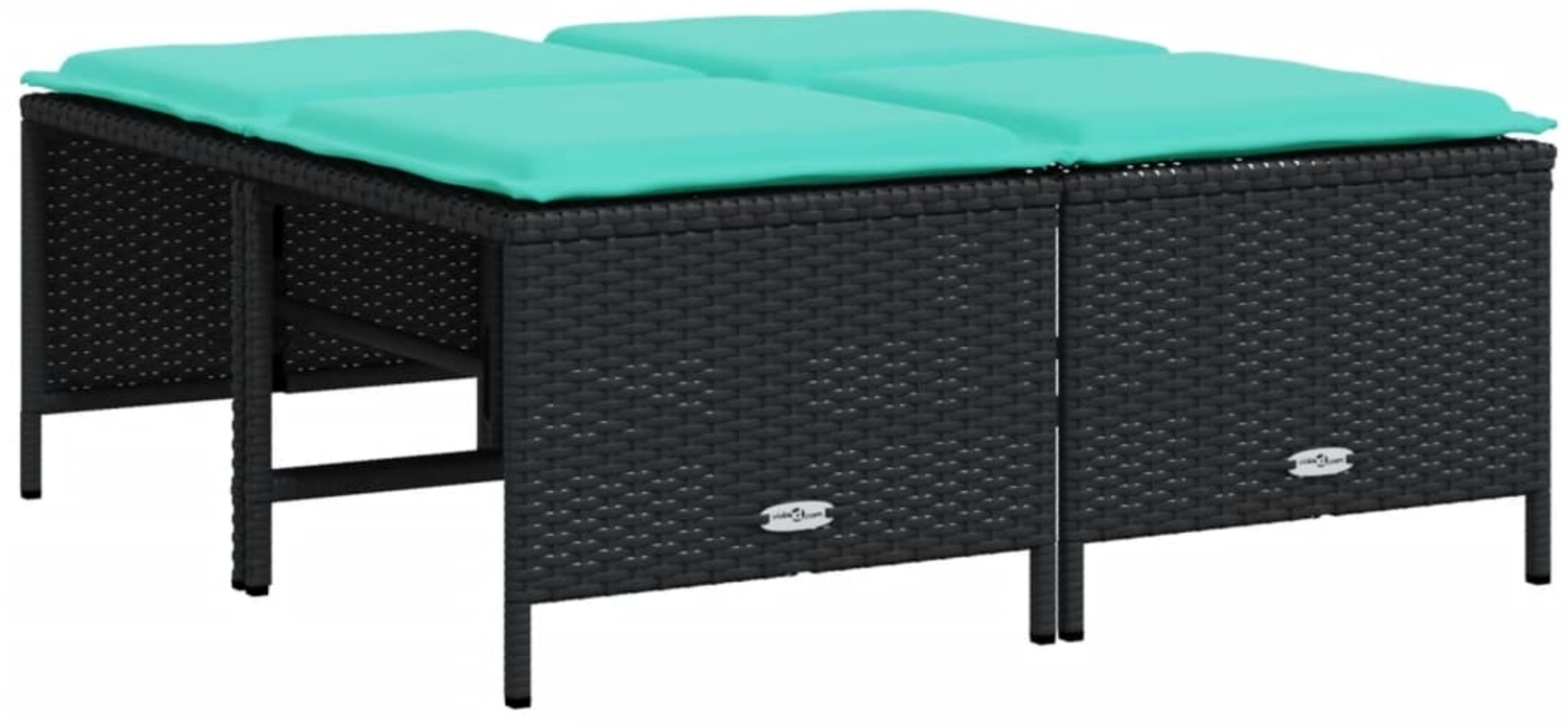 vidaXL Gartenhocker mit Kissen 4 Stk. Schwarz Poly Rattan 368370 Bild 1