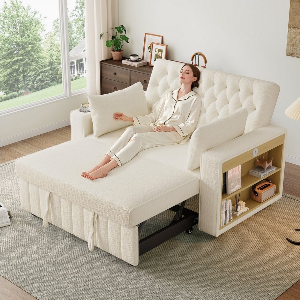 i@home Schlafsofa Doppelsitzer-Sofa, Klappsofa, platzsparende Couch, mit Stauraum und Schlaffunktion, Getränkehalter, USB-Ladeanschluss Bild 1