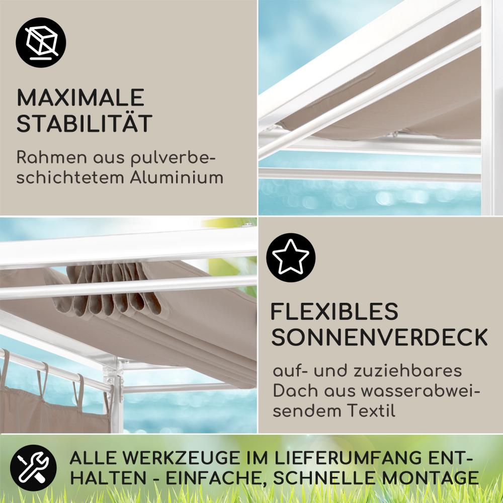 Eremitage Double Sunbed 2 Pers Stahl-Rahmen Sonnendach Vorhänge creme Creme Bild 1