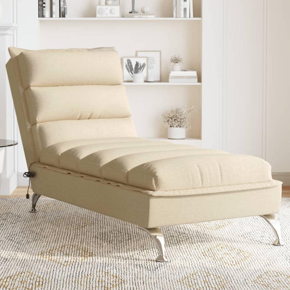 vidaXL Massage-Chaiselongue mit Kissen Creme Stoff 379480 Bild 1