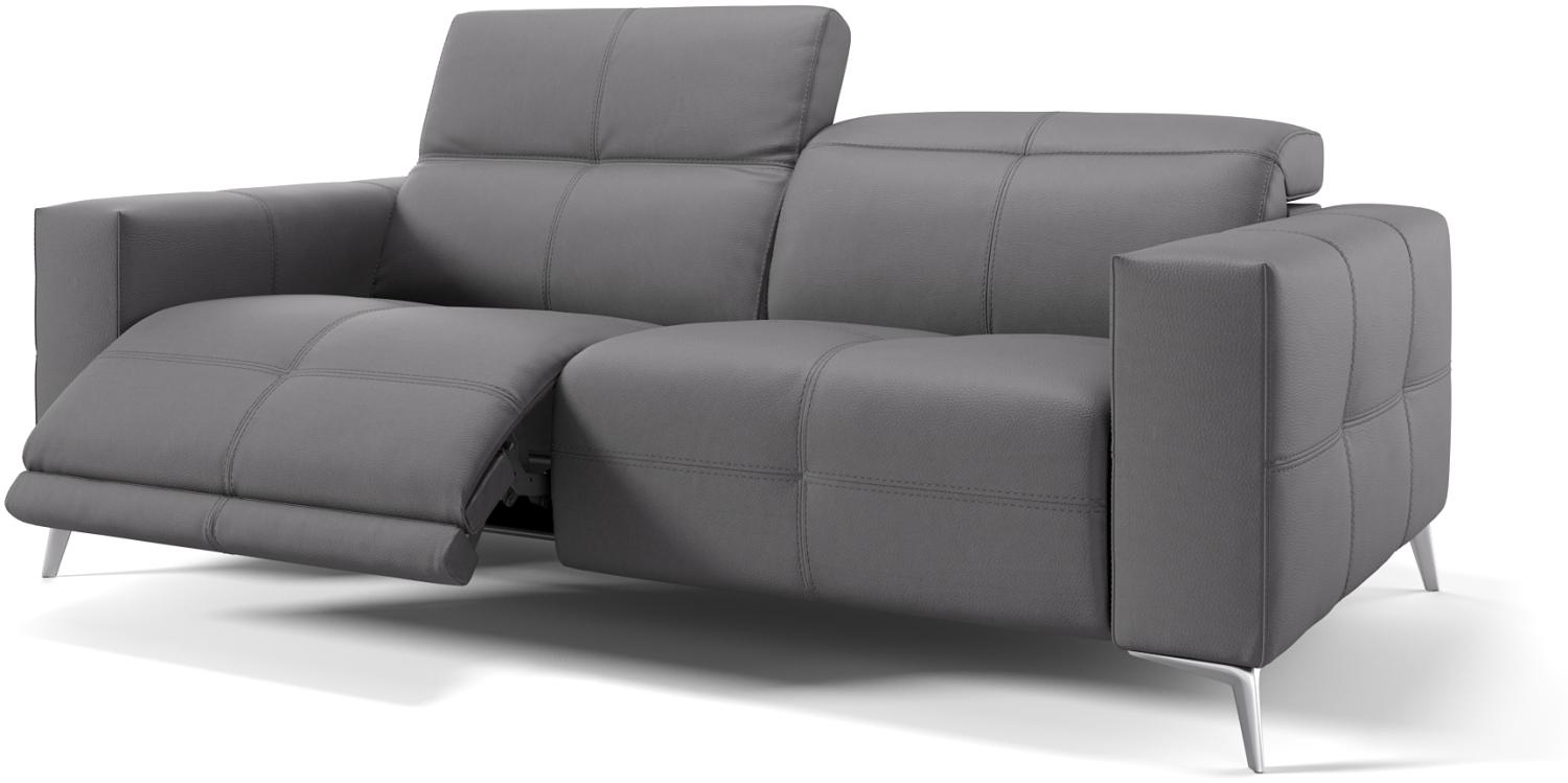 Sofanella 3-Sitzer MARBELLA Ledercouch Ledersofa Relaxsofa in Grau Bild 1