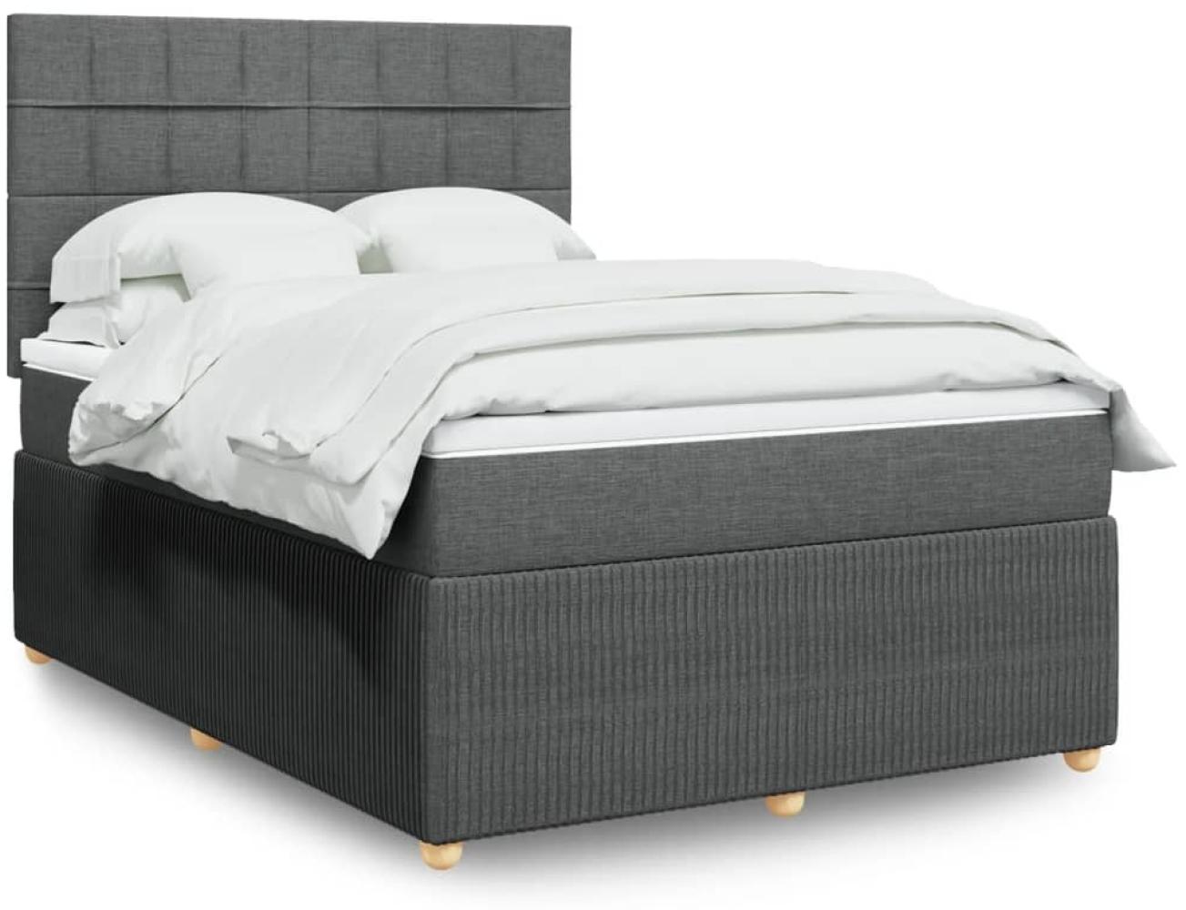 vidaXL Boxspringbett mit Matratze Dunkelgrau 140x200 cm Stoff 3294380 Bild 1