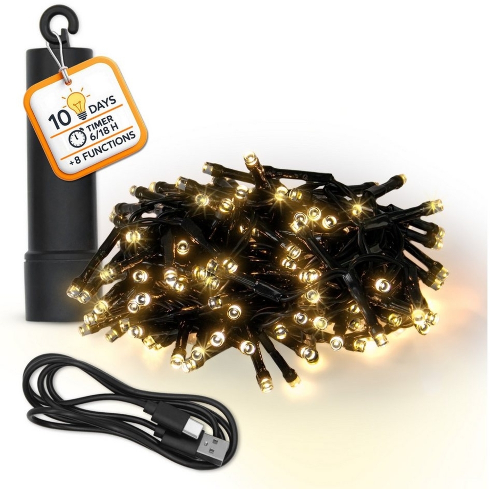 Spetebo LED-Lichterkette Deko Beleuchtung Akku betrieben per USB aufladbar 10 Tage Leuchtdauer, 160-flammig, mit Timer und 8 Funktionen Bild 1