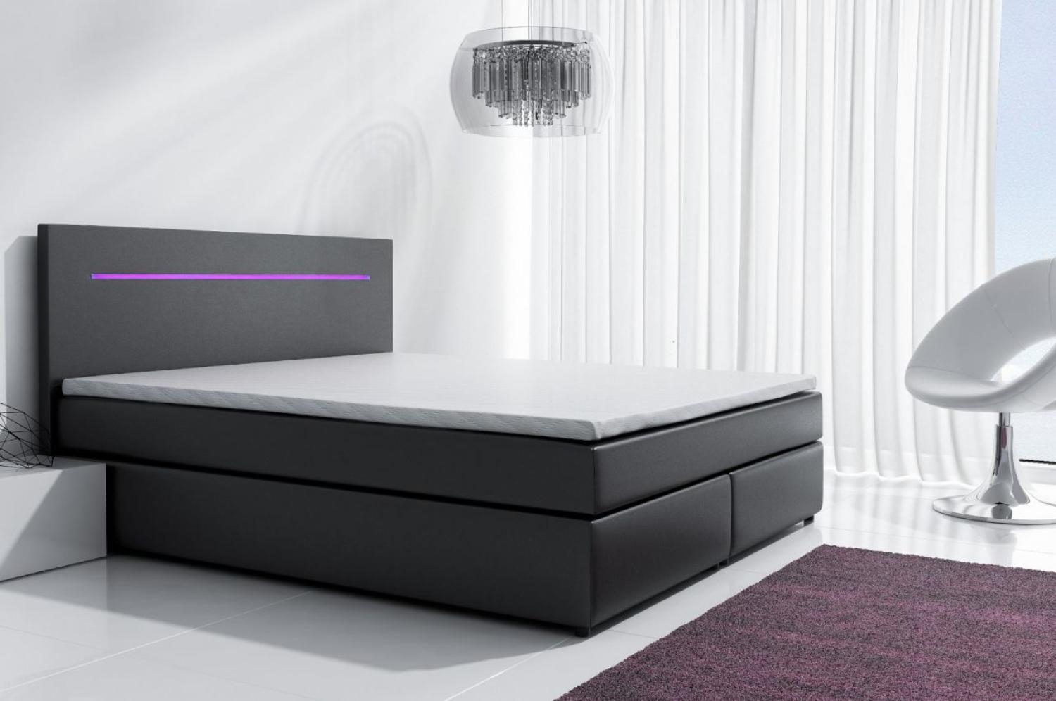 Boxspringbett BOLOGNA Schwarz inkl. LED 180x200 cm Bild 1