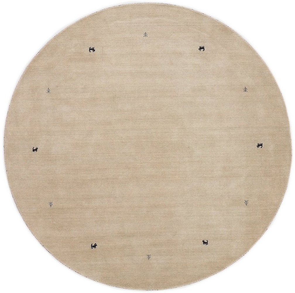 carpetfine Wollteppich Gabbeh Uni, rund, Höhe: 15 mm, reine Wolle handgewebt, Gabbeh Tiermotiv warmes Raumklima viele Größen Bild 1