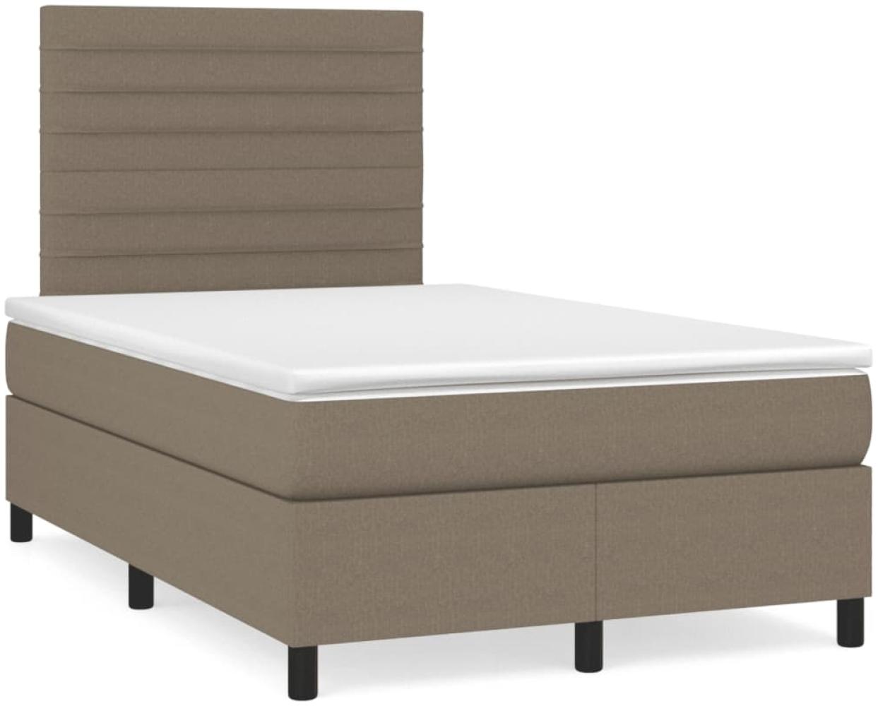 vidaXL Boxspringbett mit Matratze & LED Taupe 120x190 cm Stoff 3270208 Bild 1