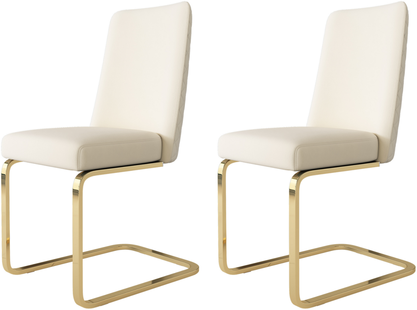 Merax Samt-Esszimmerstuhl, 2er-Set, Wohnzimmer, Schlafzimmer, Lounge-Sessel, Diamant-Rücken-Design, mit goldfarbenen Metall-Stützbeinen, Beige Bild 1