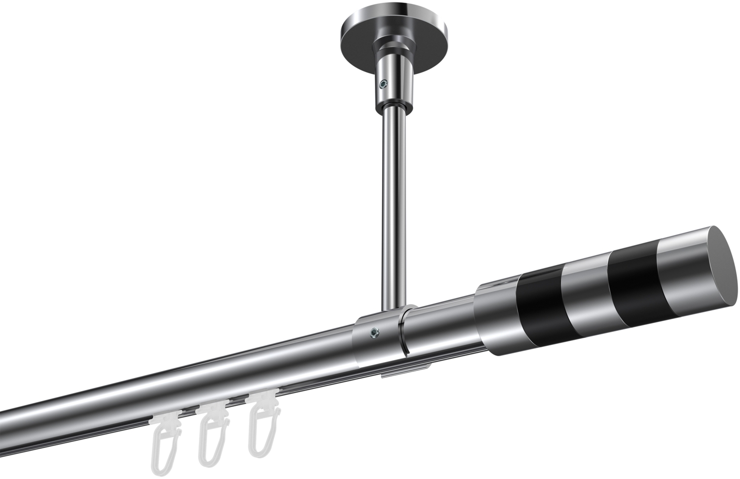 Innenlauf-Gardinenstangen-Set Sonette Mavell 100 cm, 1-läufig, 20 mm Ø Chrom Bild 1