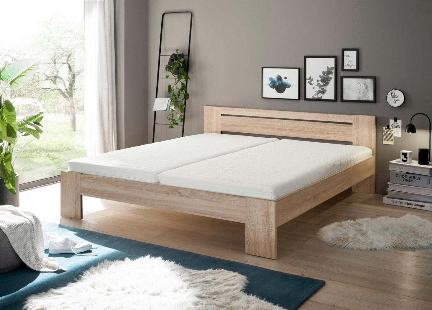 CANNES Futonbett 180 x 200 cm - Minimalistisches Doppelbett in Eiche Sonoma Optik - 185 x 71 x 204 cm (B/H/T) Bild 1