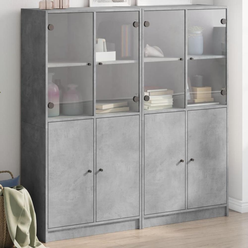 vidaXL Bücherschrank mit Türen Betongrau 136x37x142 cm Holzwerkstoff 3206527 Bild 1