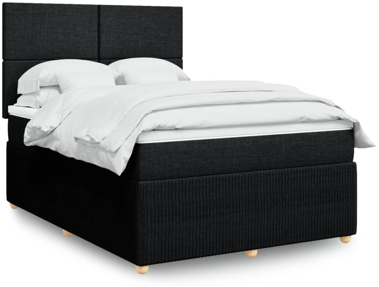 vidaXL Boxspringbett mit Matratze Schwarz 140x190 cm Stoff 3294346 Bild 1