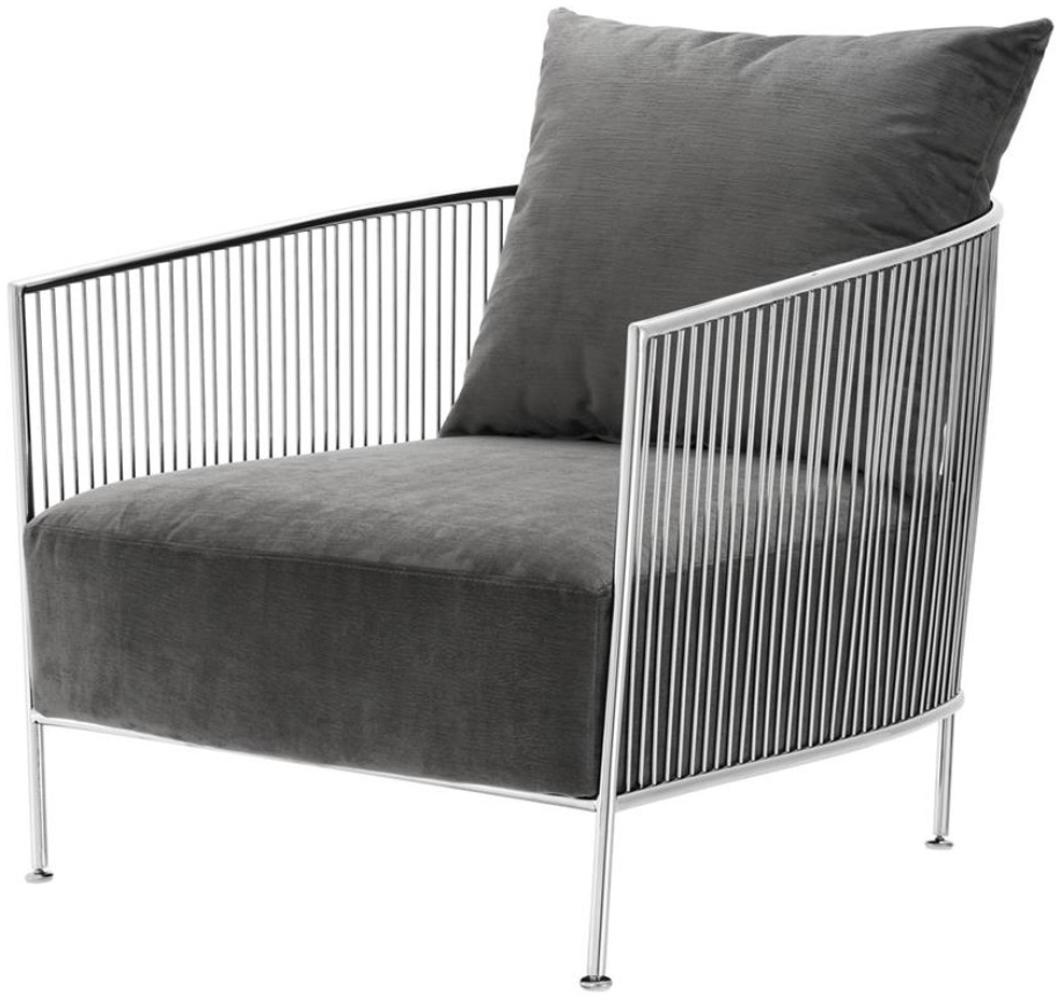 Casa Padrino Luxus Sessel Grau / Silber 69 x 77 x H. 78 cm - Designer Hotel Möbel Bild 1