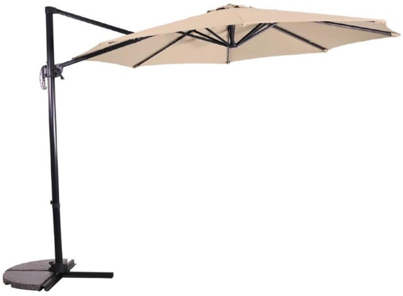 Casa Padrino Luxus Ampelschirm Anthrazit / Naturfarben Ø 300 cm - Sonnenschirm mit Ständer - Garten Sonnenschirm - Terrassen Sonnenschirm - Balkon Sonnenschirm - Garten Terrassen Balkon Accessoires Bild 1