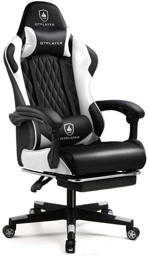 GTPLAYER Gaming-Stuhl Gamer Stuhl, Ergonomischer Bürostuhl mit Fußstütze, Gaming Sessel 150 kg Belastbarkeit, Kopfstütze und Lendenstütze Bild 1