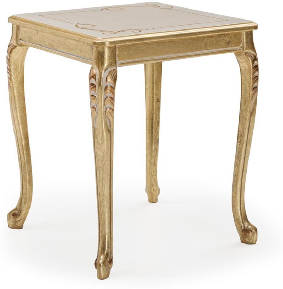 Casa Padrino Luxus Barock Beistelltisch Gold / Creme / Weiß - Quadratischer Massivholz Tisch im Barockstil - Luxus Wohnzimmer Möbel im Barockstil - Barock Möbel - Edel & Prunkvoll Bild 1