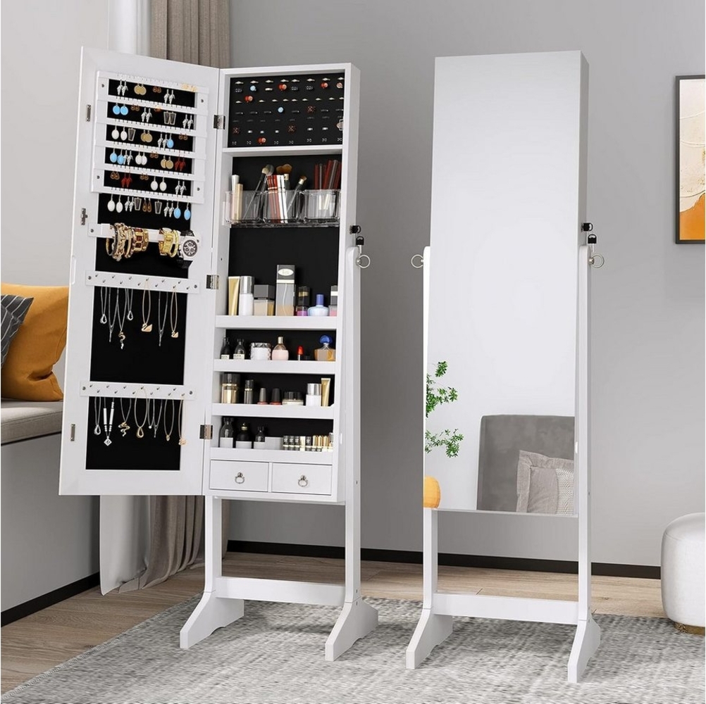 NAIMP Schmuckschrank 2 in 1 Make-Up und Schmuck Aufbewahrung mit Standspiegel Bild 1