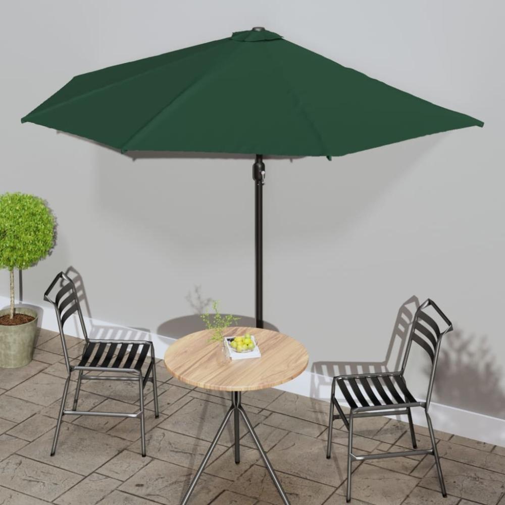 vidaXL Balkon-Sonnenschirm mit Alu-Mast Grün 300x155 cm Halbrund 44592 Bild 1