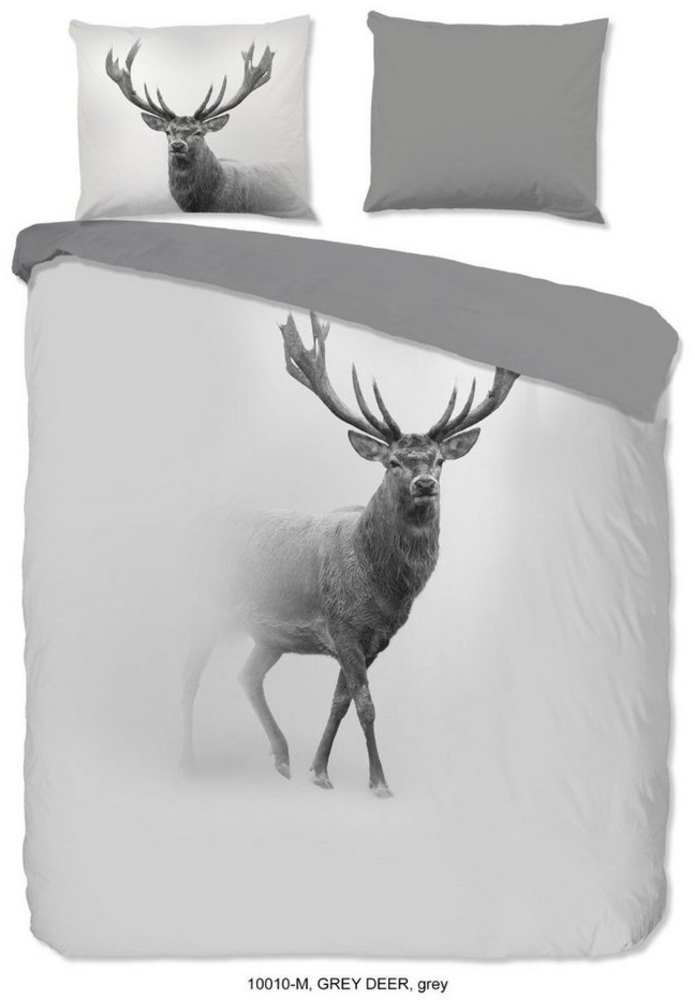 Pure Mikrofaser Bettwäsche 2 teilig Bettbezug 135x200 cm Kopfkissenbezug 80x80 cm Grey Deer 10010.03.08 Grey Bild 1