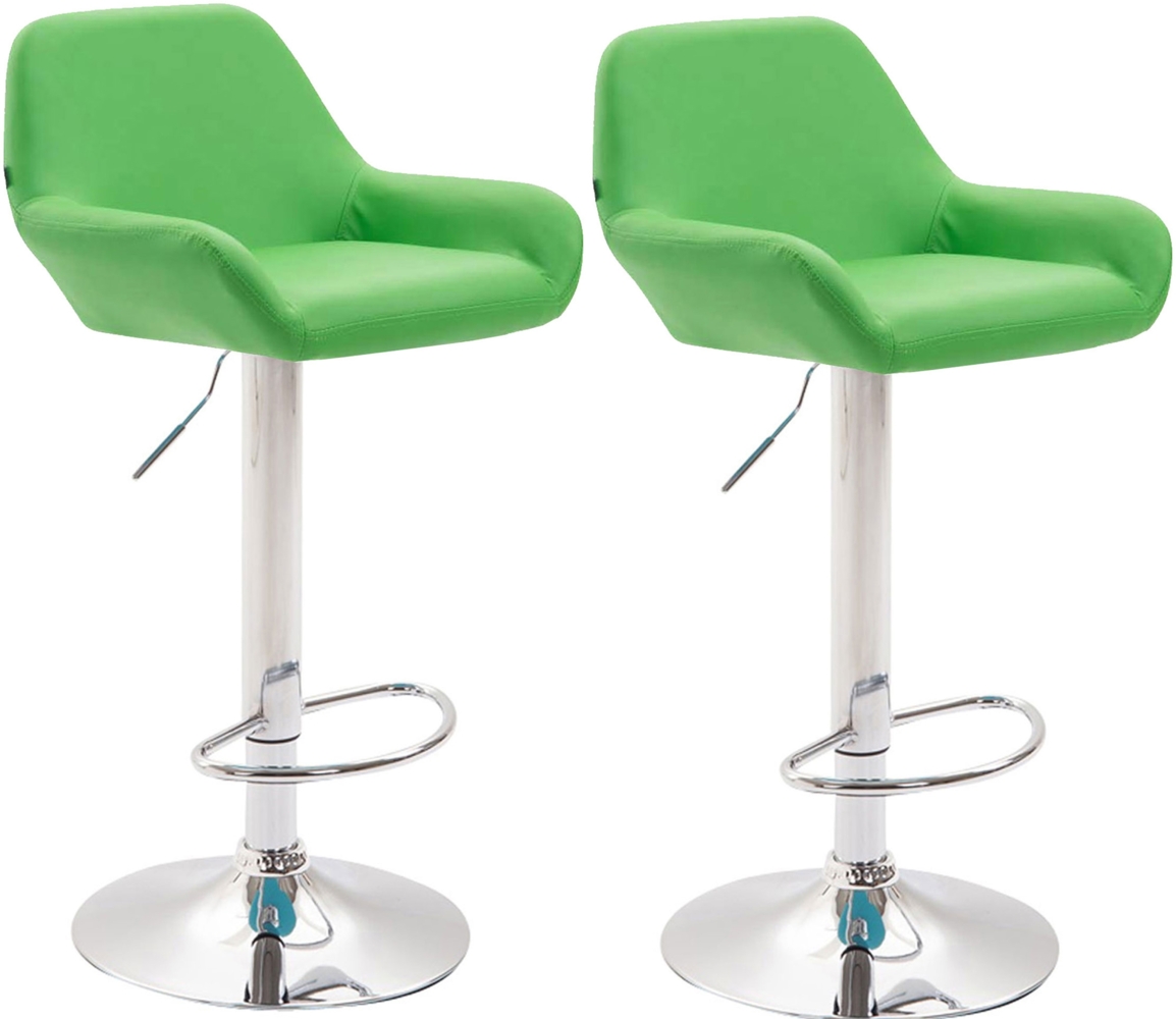 DELUKE® Barhocker 2er Set DUBLIN - Grün, Kunstleder, Chrom Barhocker mit Lehne Barstuhl Tresenhocker Tresenstuhl Kneipenhocker Kneipenstuhl Bild 1