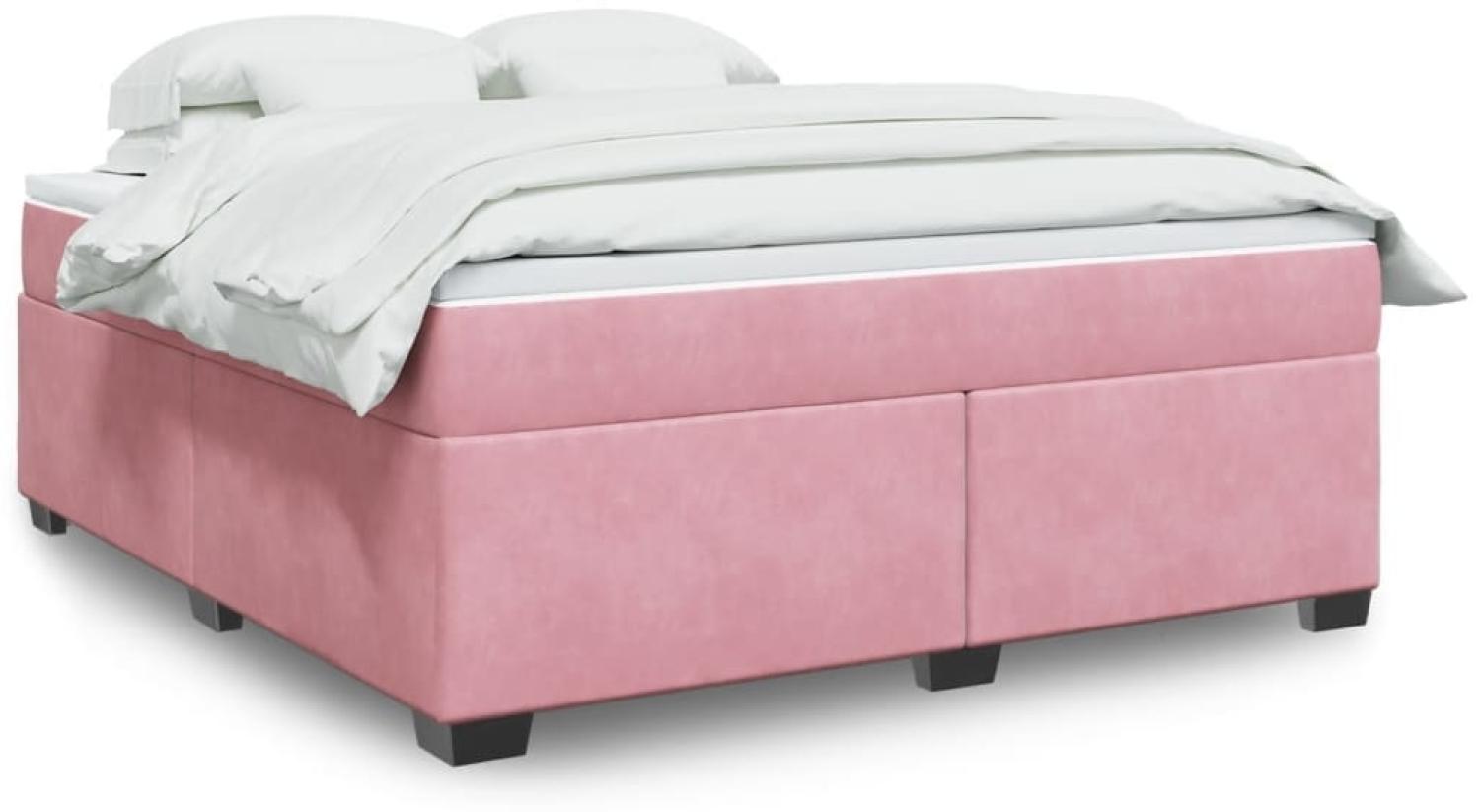 vidaXL Boxspringbett mit Matratze Rosa 180x200 cm Samt 3285304 Bild 1