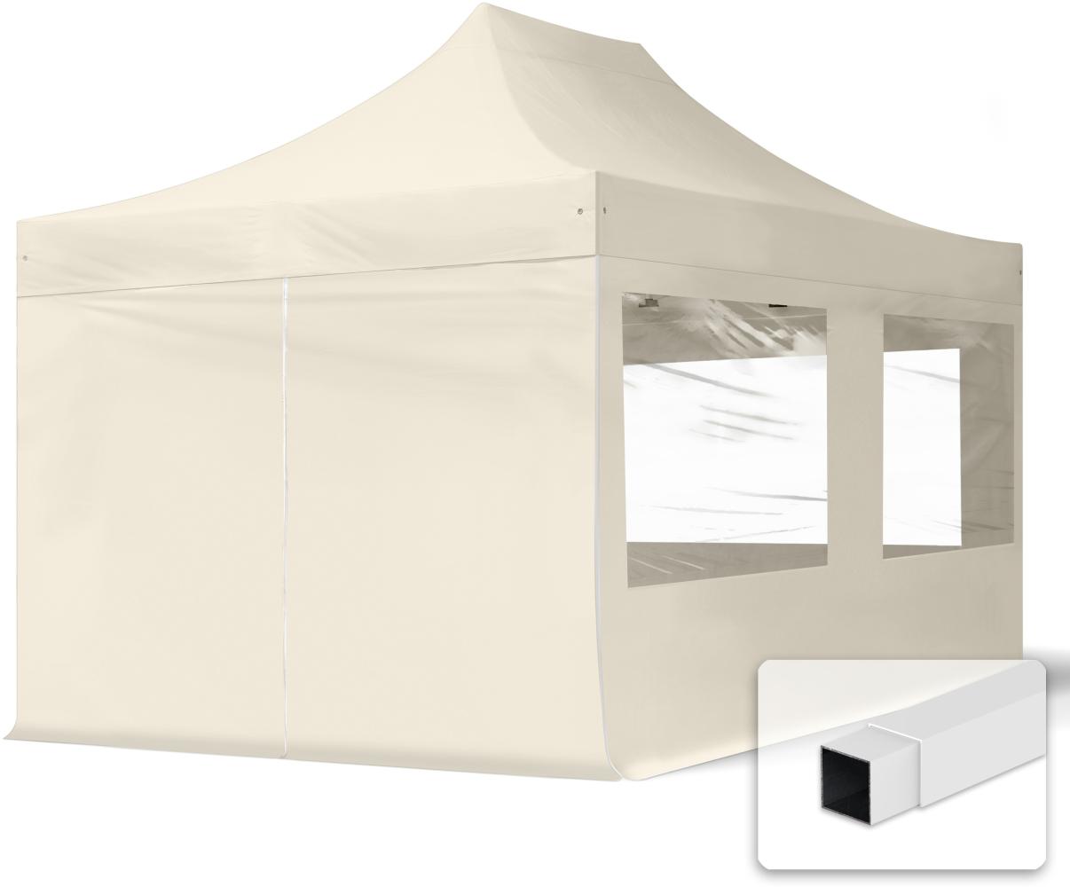 3x4,5 m Faltpavillon, ECONOMY Stahl 30mm, Seitenteile mit Panoramafenstern, creme Bild 1