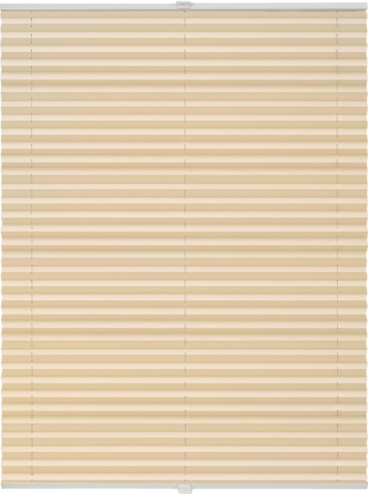 ondeco Plissee nach Maß für alle Fenster innen Montage in Glasleiste mit Spannschuh Sonnenschutz Rollo Sichtschutz Blickdicht - Beige - B): 101-110 cm, H): 101-150 cm Bild 1
