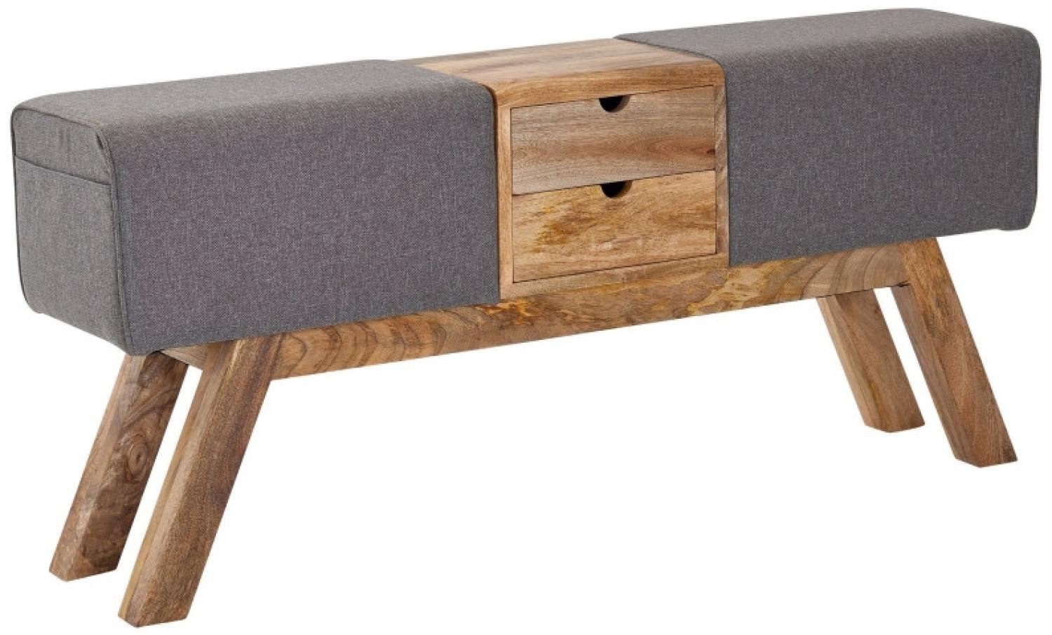 Design Turnbock Sitzbank Grau mit Schubladen 120x56x30 cm Bild 1