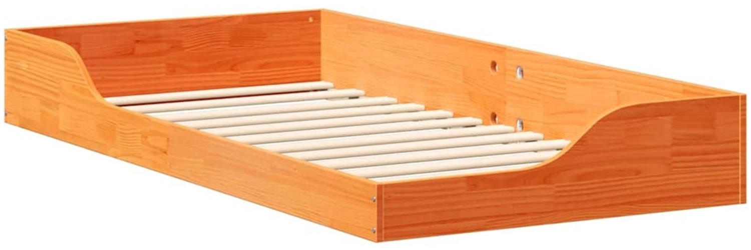 vidaXL Bettrahmen Wachsbraun 75 x 190 cm Massives Kiefernholz 873399 Bild 1