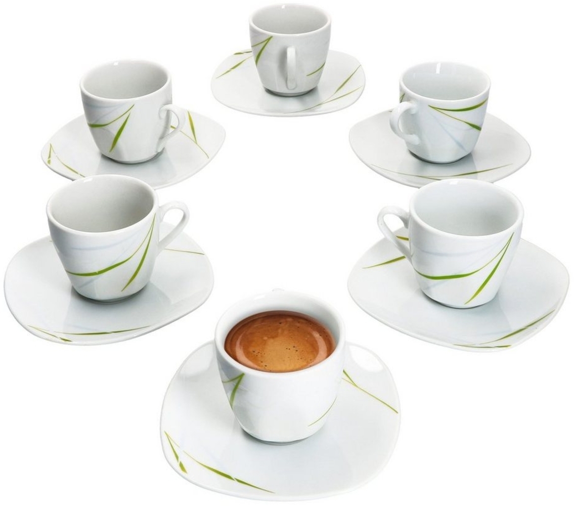 van Well Tasse 6er Set Espressotasse 10cl mit Espressountertasse 12,1cm Aviva, Porzellan Bild 1