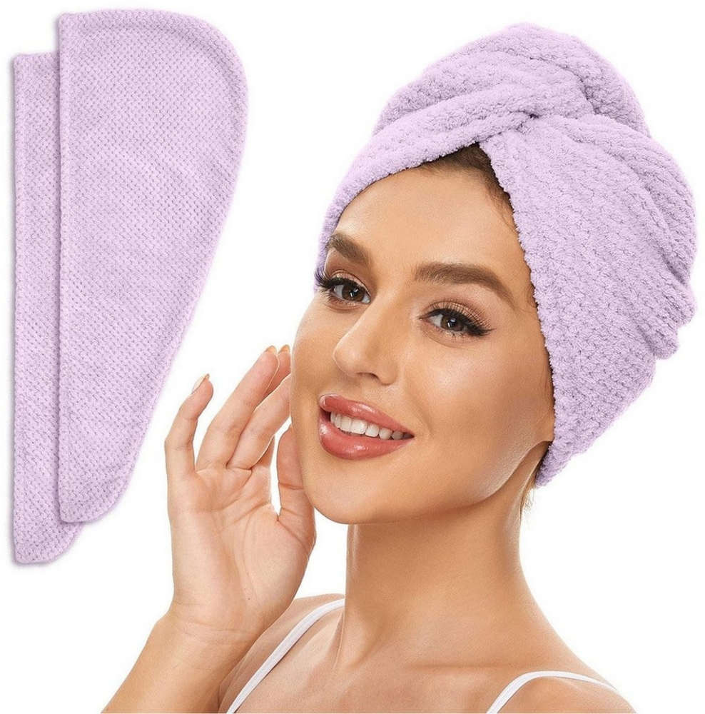 MAGICSHE Turban-Handtuch Haarturban mit knopf (2-St),Super saugfähig, 25*70cm,Turbanhandtuch mit Knopf und Schlaufe Bild 1