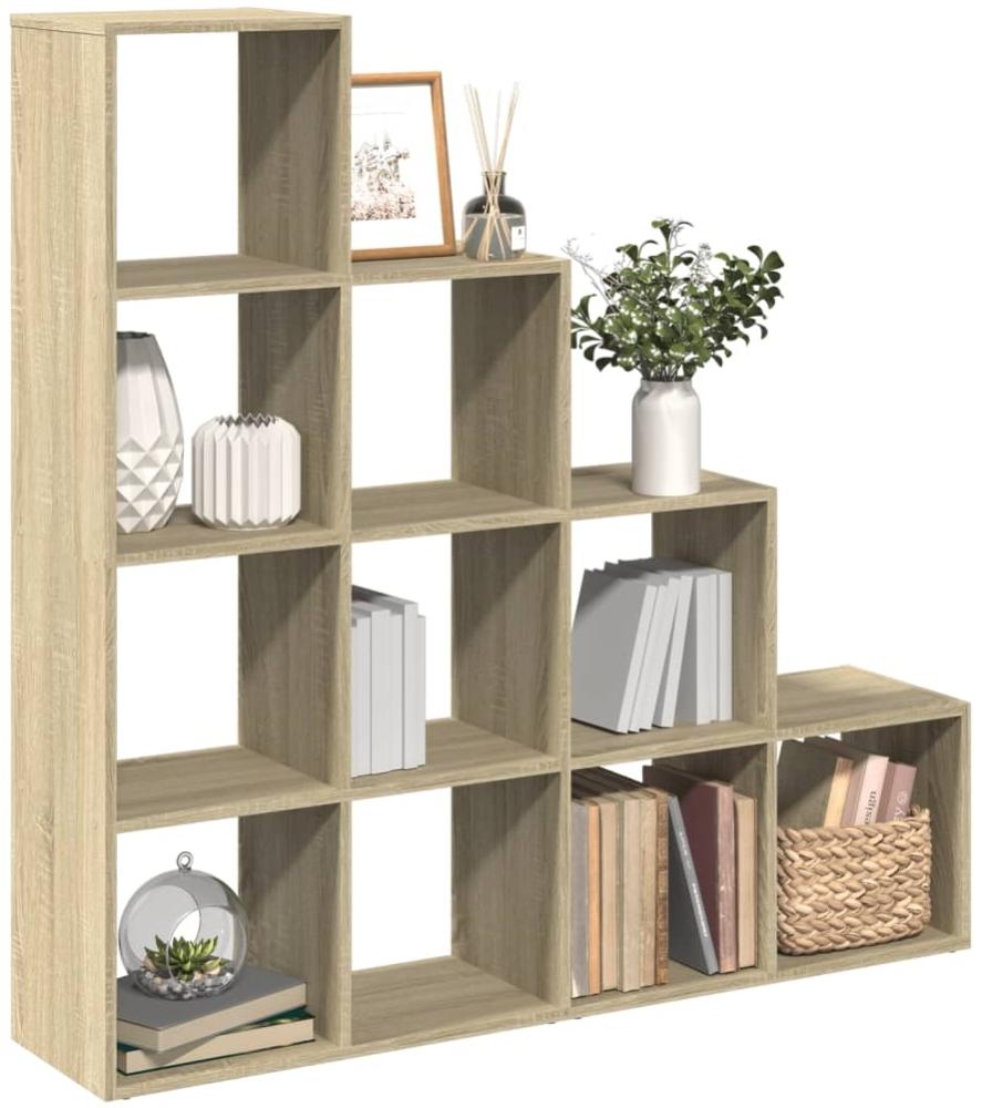 vidaXL Raumteiler-Bücherregal 4 Stufen Sonoma-Eiche 131,5x29x131,5 cm 857969 Bild 1