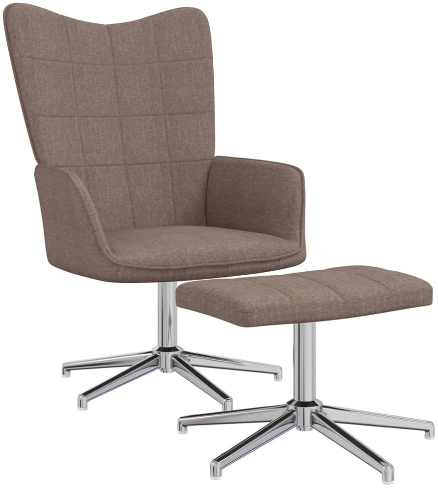 vidaXL Relaxsessel mit Hocker Taupe Stoff, Drehbar [328005] Bild 1