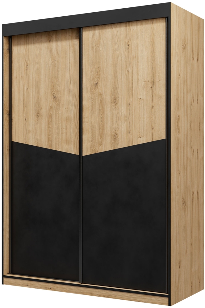 Kleiderschrank Alnino 02 (Farbe: Ewige Eiche + Schwarz) Bild 1