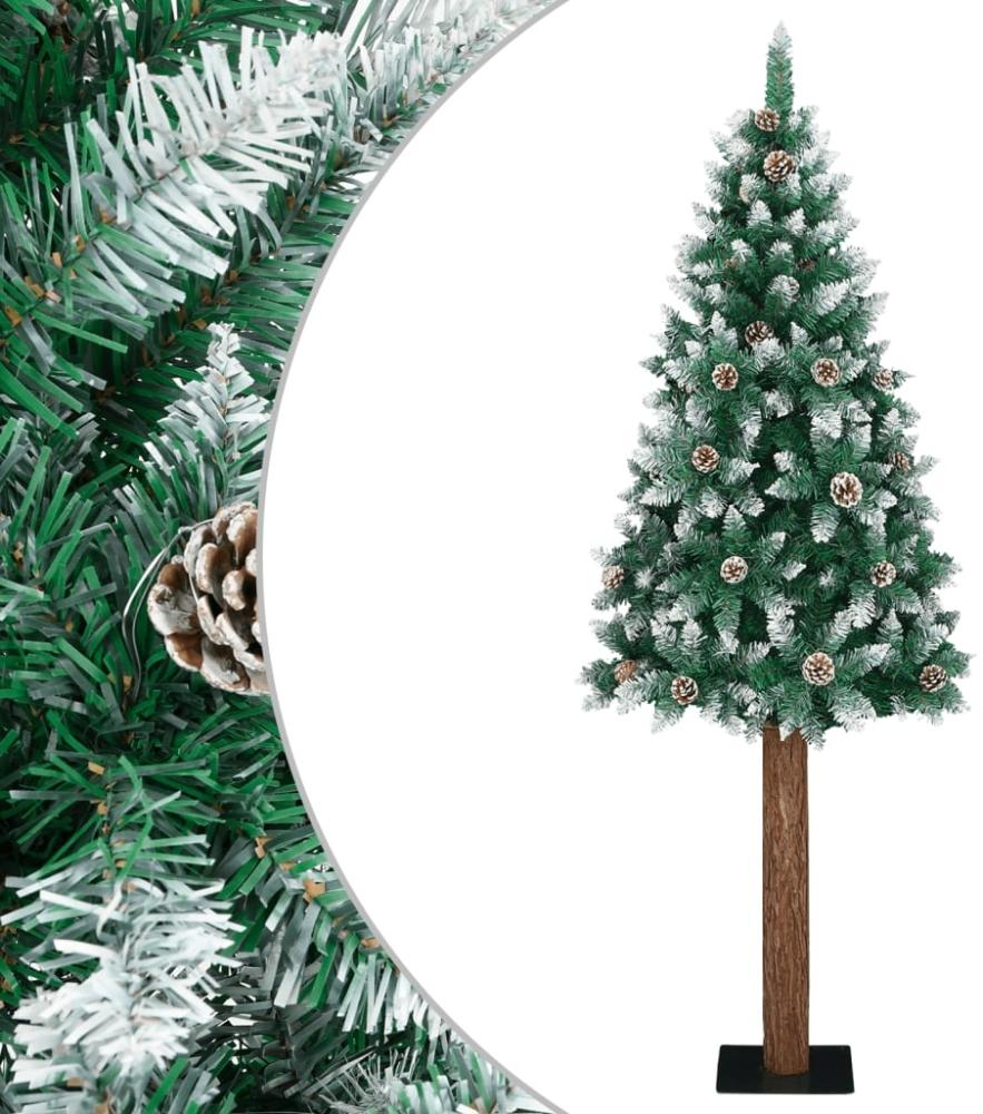 vidaXL Weihnachtsbaum Schlank mit Echtholz und Schnee Grün 180 cm 320961 Bild 1