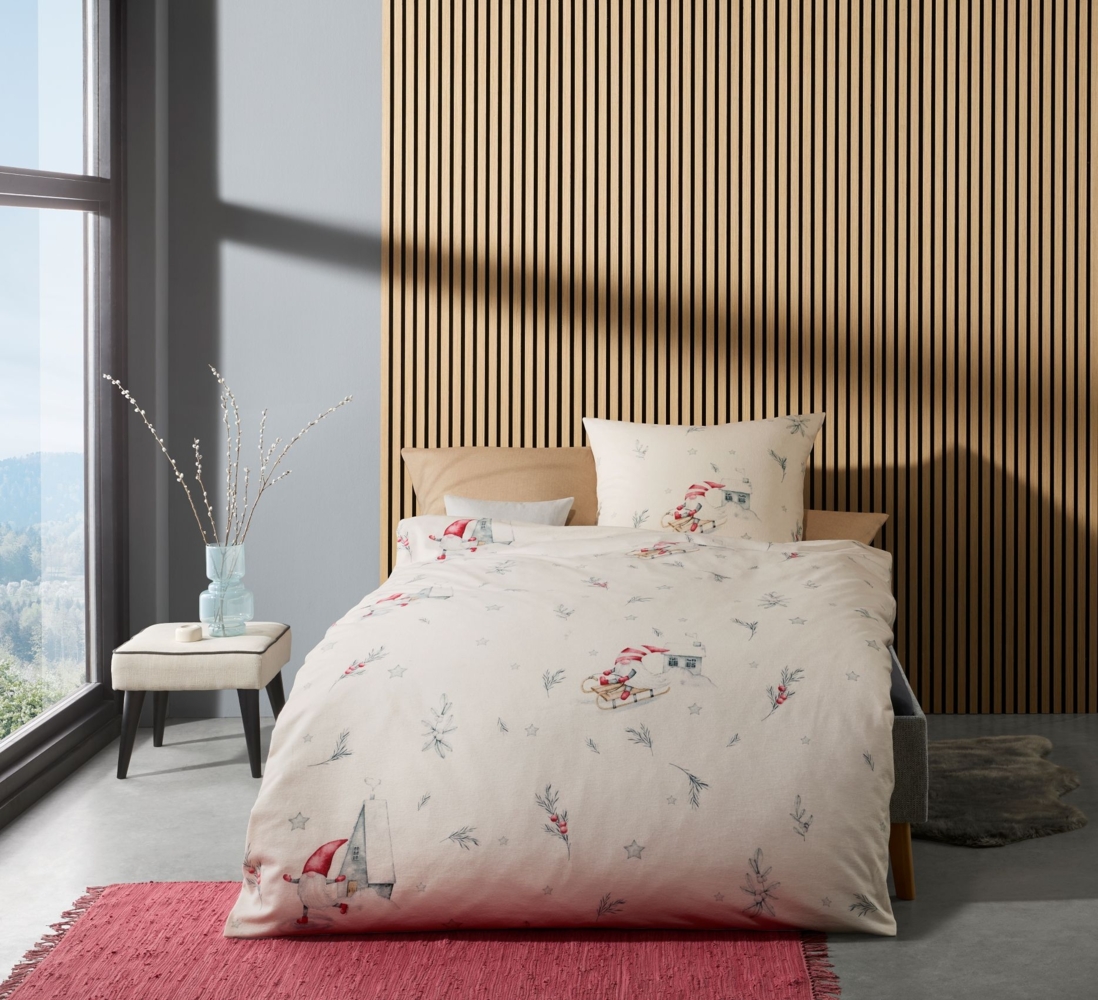 Fleuresse Aspen Biber Bettwäsche 135x200 Wichtel Zweige Häuser Schnee 434551-04 Bild 1