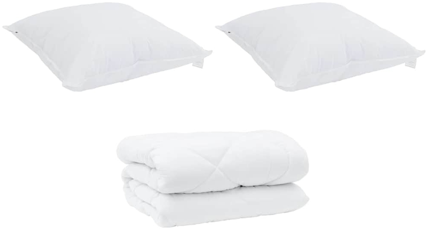 vidaXL Winterbettdecke mit Kissen 3 pcs Weiß Mikrofaser 3377778 Bild 1