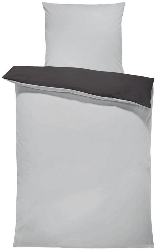 One Home Bettwäsche Doubleface, Renforcé, 2 teilig, Uni Wende grau / anthrazit, modern Baumwolle Bild 1