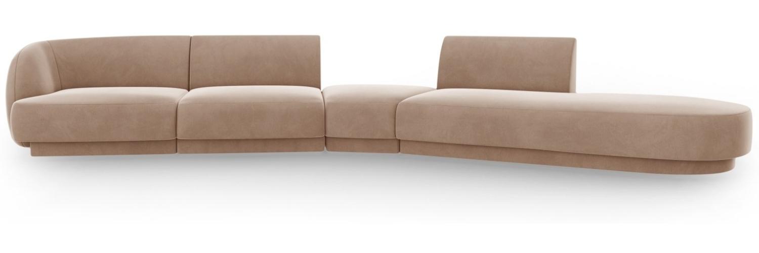 Micadoni Modulares Sofa Miley 5-Sitzer Rechts Samtstoff Cappuccino Bild 1