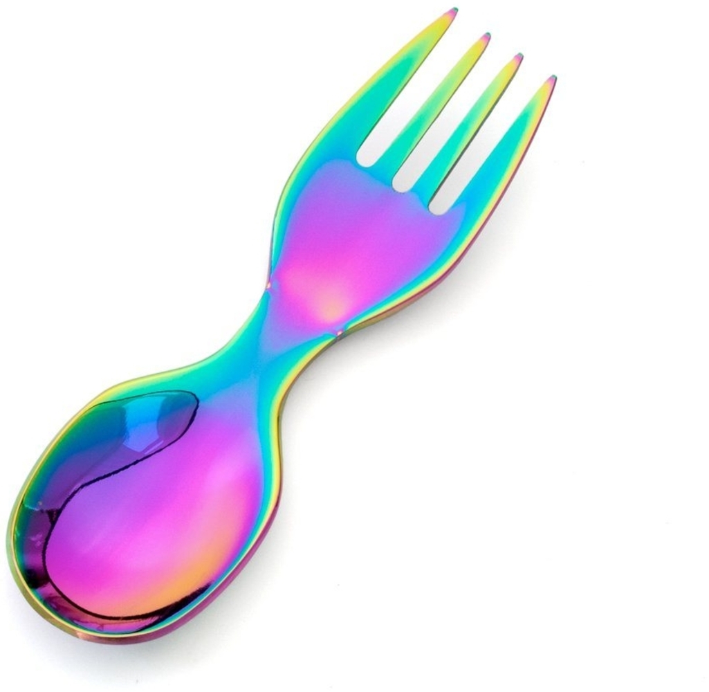 LEKKABOX Campinglöffel Mini Edelstahl Göffel, 10cm - Gabel Löffel Spork klein Kinder Brotdose, Extra klein, nur 10 cm lang – passt in jede Brotdose Bild 1