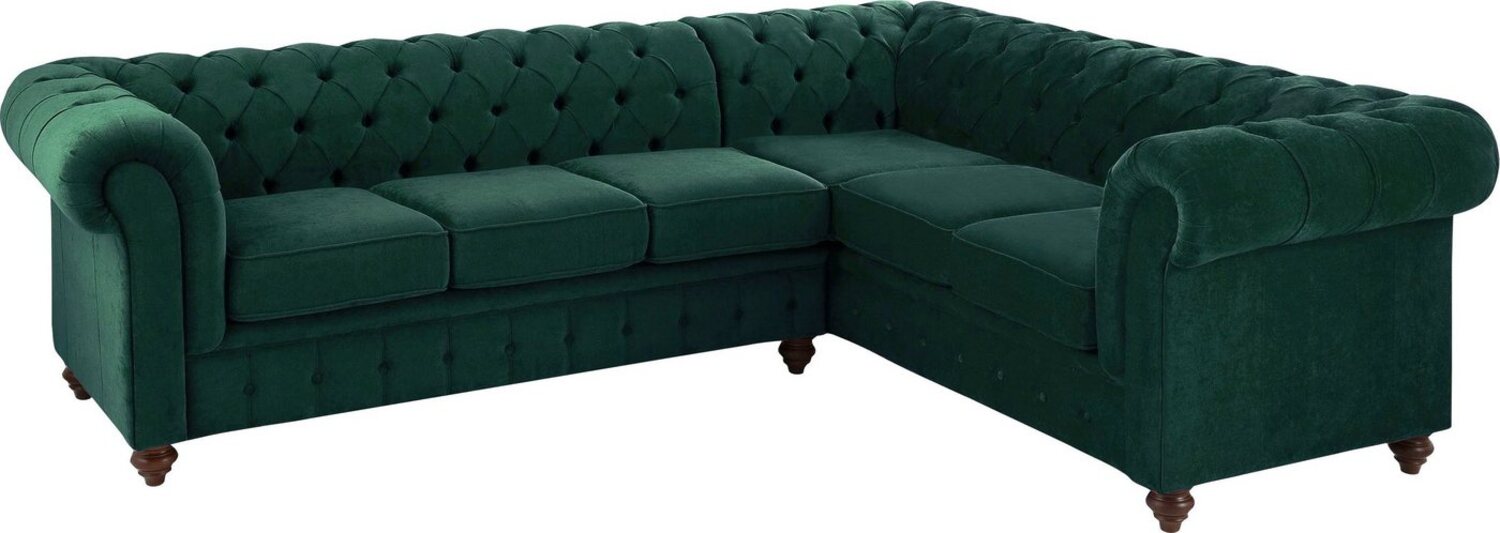 Home affaire Chesterfield-Sofa Duc Ecksofa L-Form, hochwertige Knopfheftung im Rücken, Samtoptik mit changierender Optik Bild 1