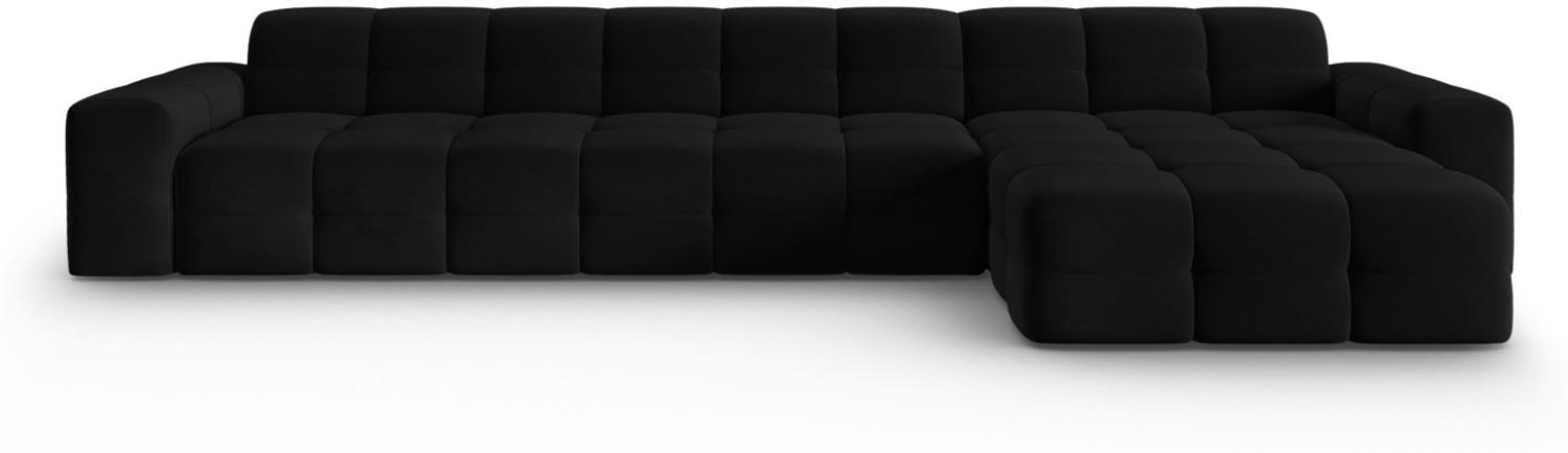 Micadoni 5-Sitzer Samtstoff Ecke rechts Sofa Kendal | Bezug Black | Beinfarbe Black Beech Wood Bild 1