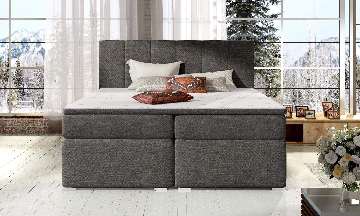 Bolero 140X200, Boxspring Bett, Dunkelgrau Bild 1