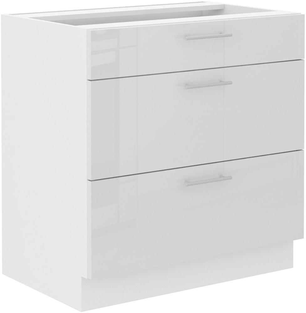 Unterschrank 80 Lara Weiß Hochglanz Küchenzeile Küchenblock Küche Soft-Close Bild 1