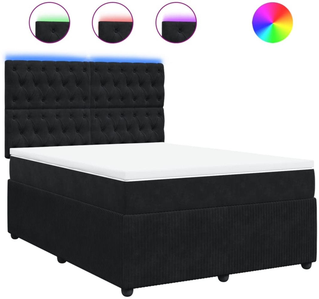 vidaXL Boxspringbett mit Matratze Schwarz 160x200 cm Samt 3294690 Bild 1