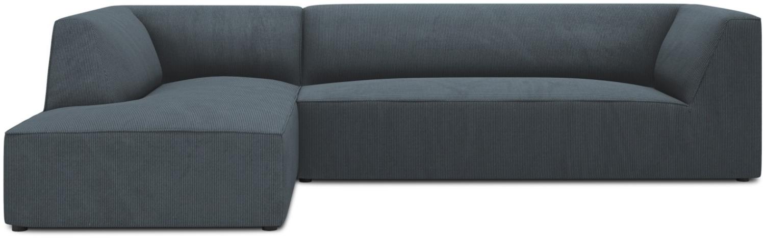 Micadoni 4-Sitzer Modular Ecke links Sofa Ruby | Bezug Blue | Beinfarbe Black Plastic Bild 1