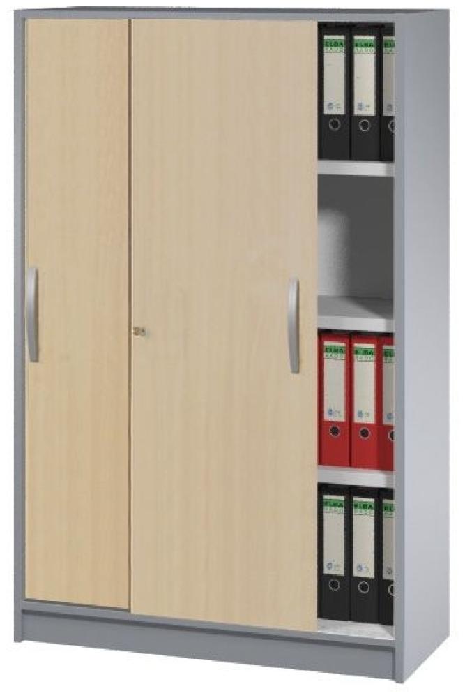 Schiebetürenschrank 4 OH tec-art 100x42x156cm, Buche / Silber Bild 1